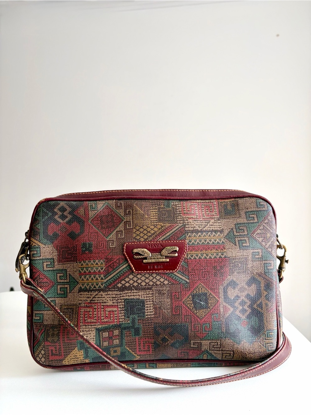 Vintage Maya by Mag Cobra Coated Canvas Crossbody Bag Southwest  Boho Festival